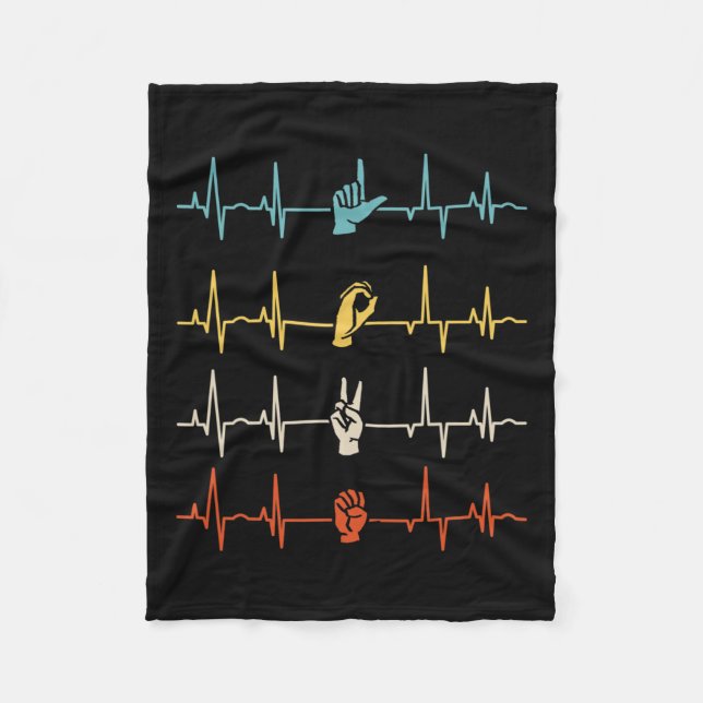 Alphabet American Sing Language Asl Teacher Heartb Fleece Blanket (Front)