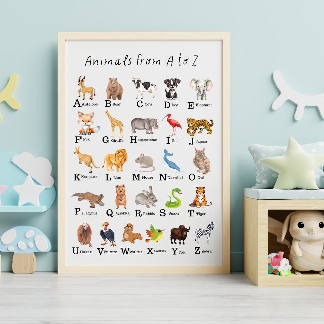 Alphabet Animal A - Z Children Educational Nursery Poster (Creator Uploaded)
