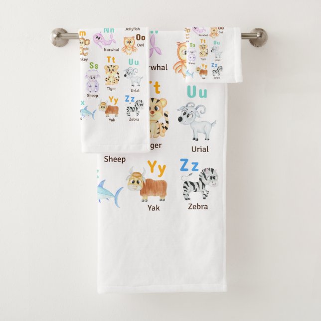 Alphabet Animal ABC Cute animals Bath Towel Set (Insitu)