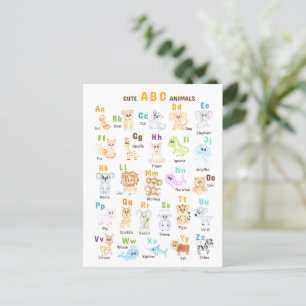 Alphabet Animal ABC Cute animals  Postcard