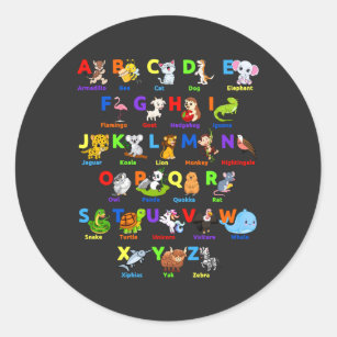 Alphabet Animal ABCs Learning Classic Round Sticker