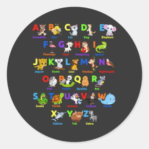 Alphabet Animal ABCs Learning Classic Round Sticker