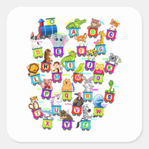 Alphabet Animal ABCs Learning Square Sticker