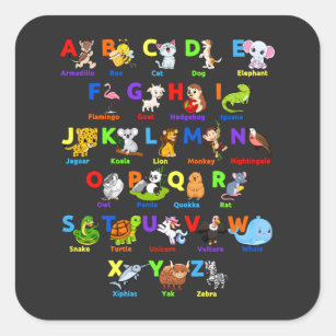 Alphabet Animal ABCs Learning Square Sticker