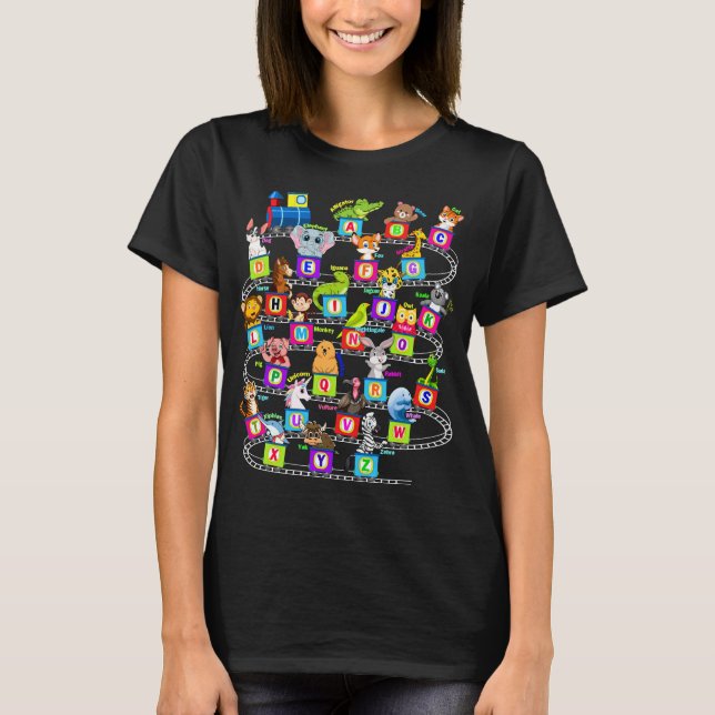 Alphabet Animal ABCs Learning Women T-Shirt (Front)