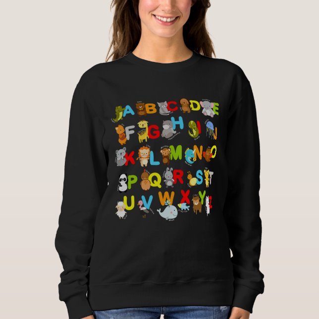Alphabet Animal Learning Abc Cute Kids Educational Sweatshirt (Front)