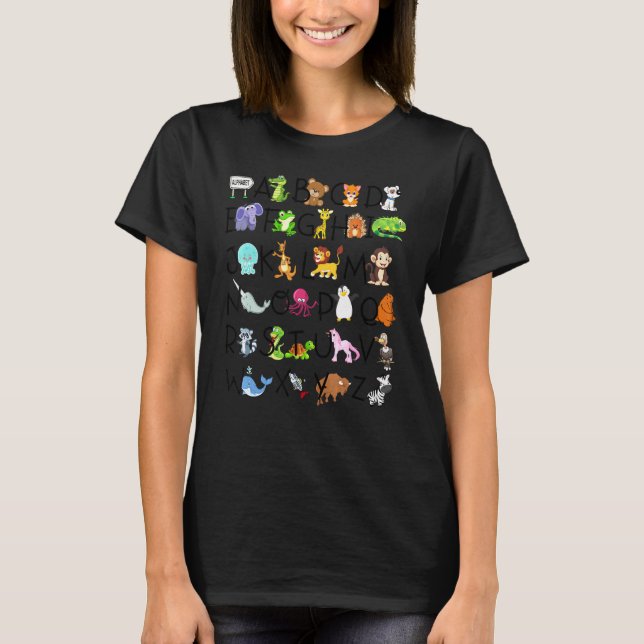 Alphabet Animals ABCs Learning Tee Kids Begin Lear (Front)
