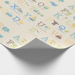 Alphabet Animals Boys Birthday Cute Letters Wrapping Paper
