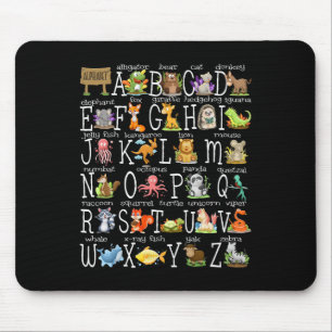 Alphabet Animals Byck To School Pre-k Kindergarten Mouse Pad