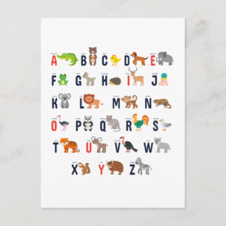 Alphabet Animals - super cute! Postcard