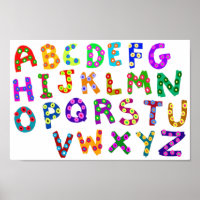 Alphabet Art Colourful Typography Modern Kids Deco