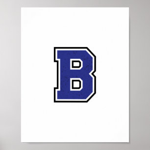 Alphabet B in Blue Colour Poster
