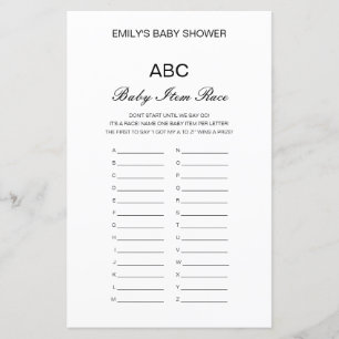 Alphabet Baby Item Baby Shower Game PRINTED