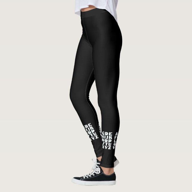 Alphabet Black White  Leggings (Left)