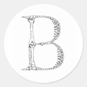Alphabet Bone Letter B Classic Round Sticker