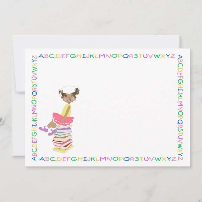 Alphabet Border Kindergarten or Preschool Graduati Announcement (Front)