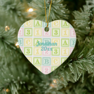 Alphabet Boy Girl Keepsake Personalised Name Ceramic Tree Decoration