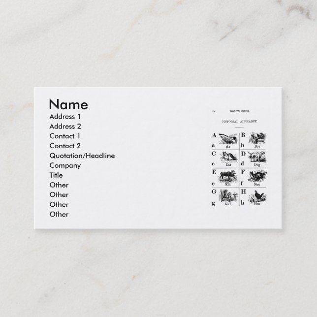 Alphabet Business Card (Front)