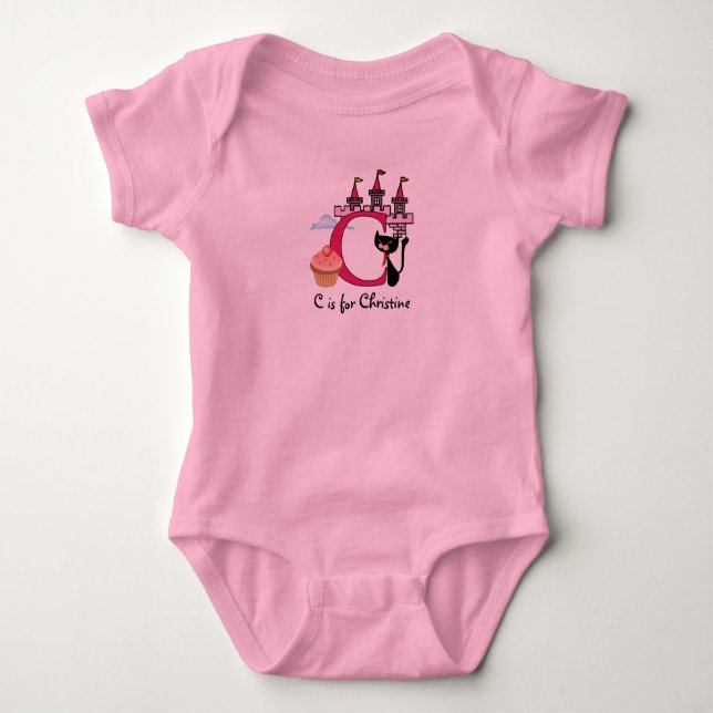 Alphabet C for girls T-Shirt - add your name Baby Bodysuit (Front)