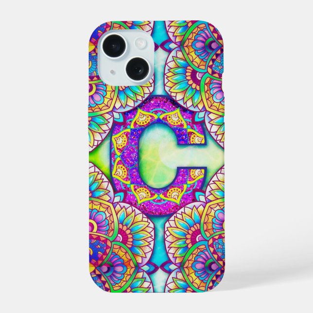 Alphabet C mandala  iPhone 15 Case (Back)