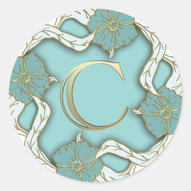 alphabet c  monogram classic round sticker (Front)