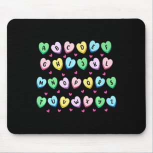 Alphabet Candy Heart Love Valentines Day Teacher Mouse Pad