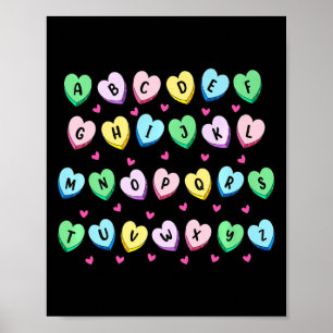 Alphabet Candy Heart Love Valentines Day Teacher  Poster