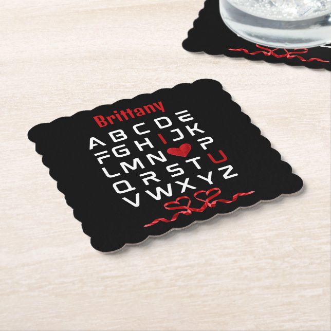 Alphabet Chart I I Love You Paper Coaster (Angled)