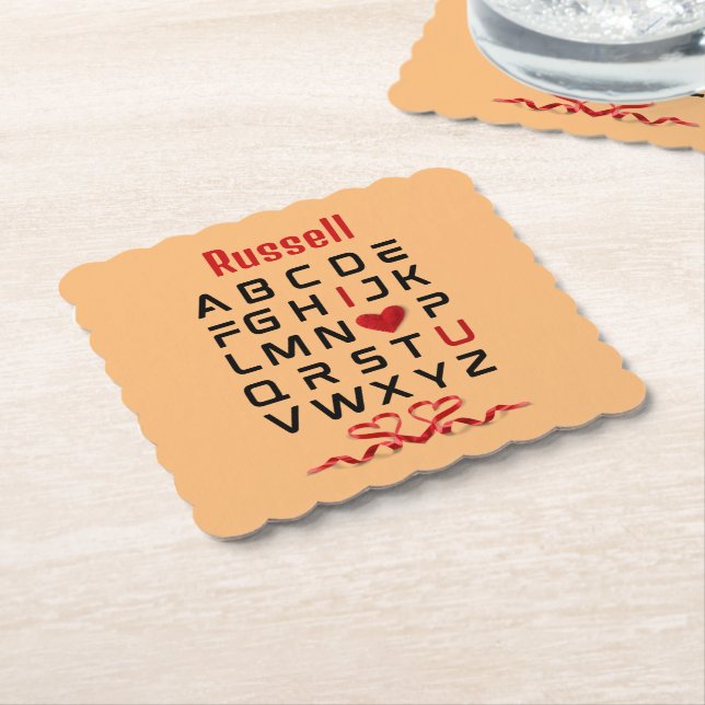 Alphabet chart I I Love You Paper Coaster (Angled)