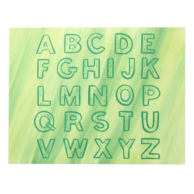 Alphabet Chart Upper Case Letters Yellow Green Notepad (Front)