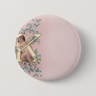 Alphabet Cherub 6 Cm Round Badge