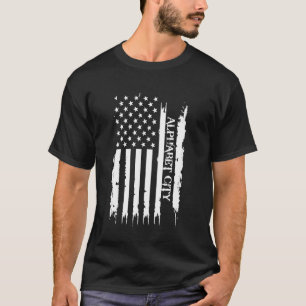 Alphabet City United States Distressed w US Flag T-Shirt