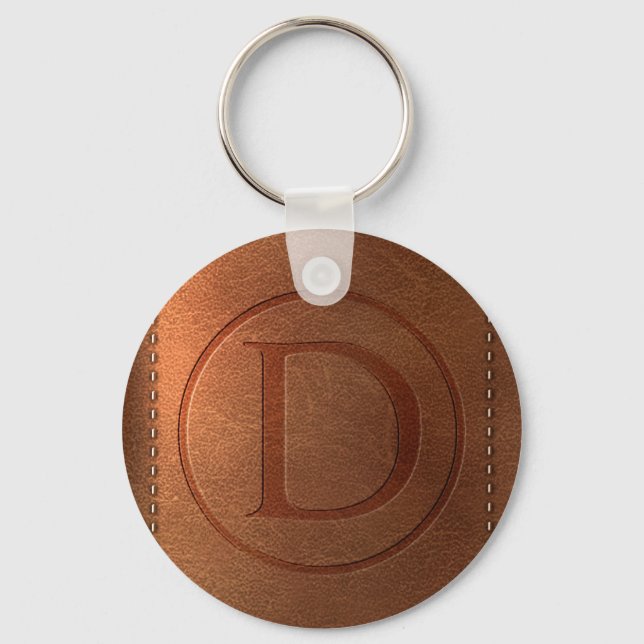 alphabet cuir lettre D Key Ring (Front)