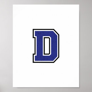 Alphabet D in Blue Colour Poster