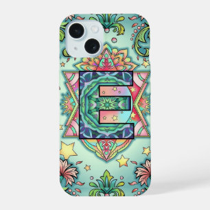 Alphabet E mandala iPhone 15 Case