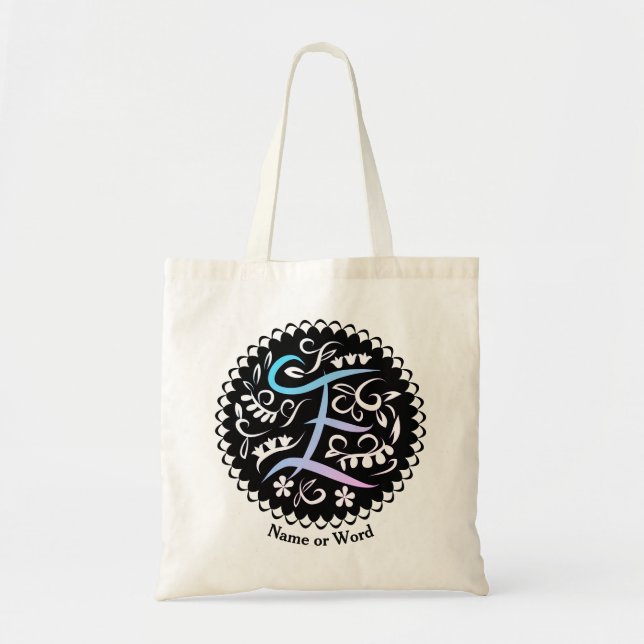 Alphabet E Monogram Handwritting Tote Bag (Front)