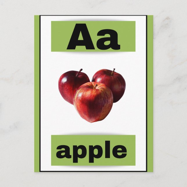 alphabet flash card(with real picture) holiday postcard (Front)