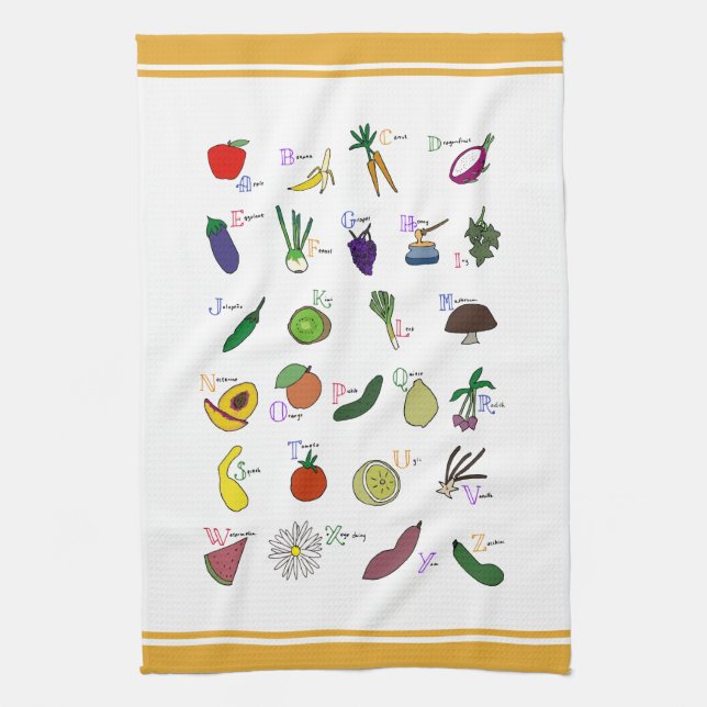 Alphabet Garden Tea Towel (Vertical)