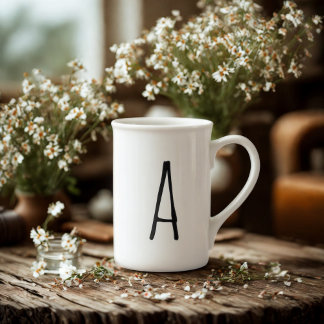 Alphabet Gifting Modern Monogram Bone China Mug