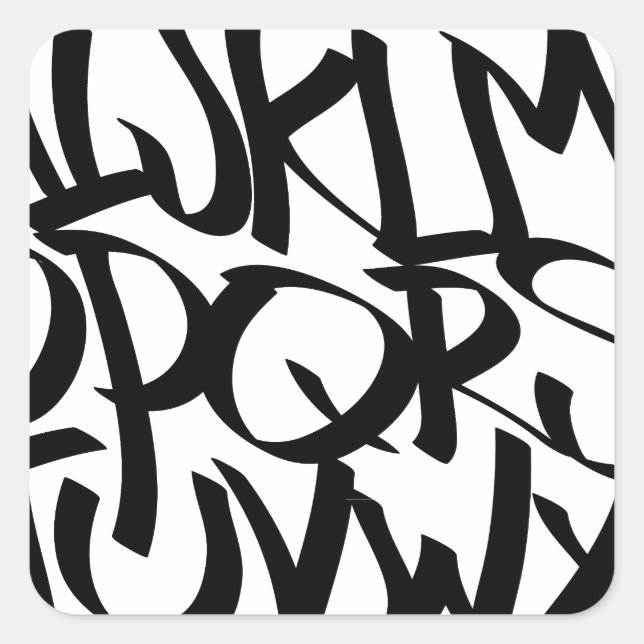 alphabet graffiti square sticker (Front)