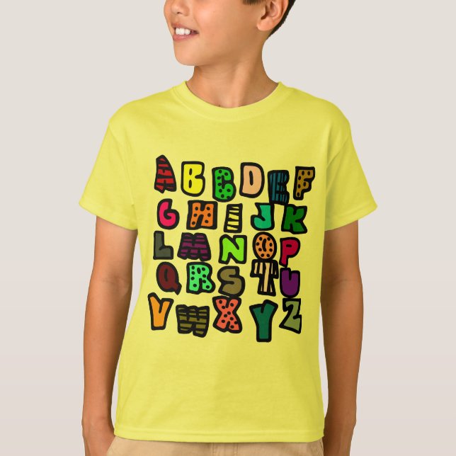 Alphabet Graffiti With Multi-Colours and Patterns T-Shirt (Front)