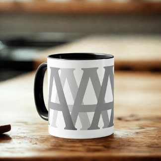 Alphabet Grey Letter Pattern Monogrammed Mug