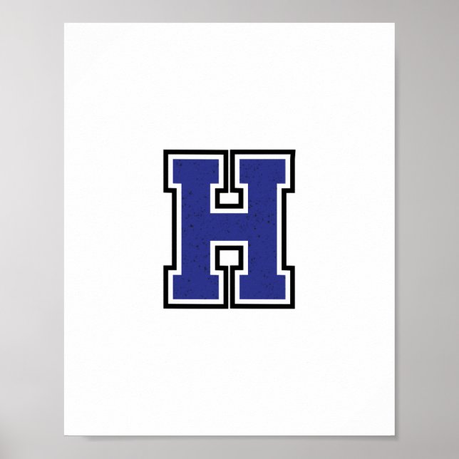 "Alphabet H in Blue Colour" Poster (Front)