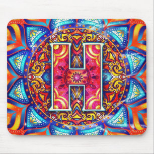 Alphabet H mandala Mouse Pad