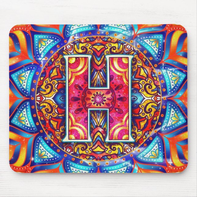 Alphabet H mandala Mouse Pad (Front)
