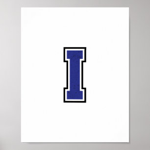 Alphabet I in Blue Color Poster