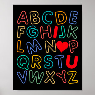 Alphabet I Love You Abc Heart U Valentines Day Tea Poster
