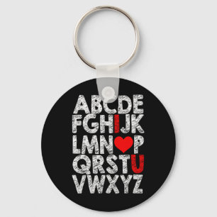 Alphabet I Love You Graphic With Heart Highlight V Key Ring