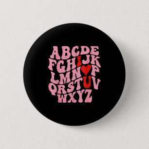 Alphabet I Love You Valentines Day Heart Teacher K 6 Cm Round Badge