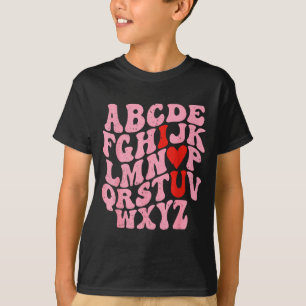 Alphabet I Love You Valentines Day Heart Teacher K T-Shirt
